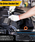 HFLubynox CRV 35K Steel Metric Socket Set With 24 Pieces Ranging From 8 To 32mm Includes Quick Release Reversible Ratchet And Extension For Auto Garage DIY Repair Jobs That Are Totally Sick, 1/2in drive in engine bay