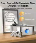 Large Dog Water Fountain 10L Stainless Steel Automatic Water Dispenser with clear water window, food grade 304 certification