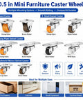 0.5 Inch Mini Caster Wheels With Fixed Plate Swivel Plate Or Adhesive Mount Options For Drawers Cabinets Small Equipment And DIY