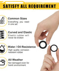 Hands holding O-ring from 380 Piece Rubber And Silicone O Ring And Washer Kit With 16 O Ring Sizes And 8 Washer Sizes