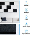 High Density Acoustic Absorber Panels 6 Pack 16 By 12 Inch Soundproofing Wall Tiles on a wall above a white couch.