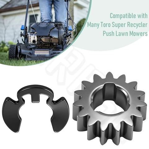 Pinion Gear 65 4750 614438 Replacement For Toro Super Recycler Push Lawn Mowers with mower image and gear detail