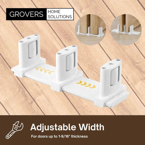 Sliding Closet Door Floor Roller Guide With Adjustable Width Three-Roller System, white finish, durable support.