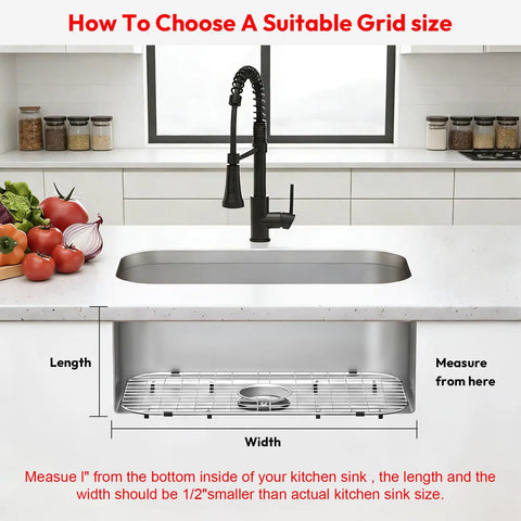 Heavy Duty Foldable Sink Protector Grid With Center Drain And Rounded Corners No Fuss Stainless Steel Drop In Sink Bottom Rack for measuring grid size