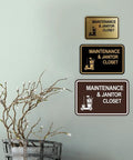 Classic Framed Maintenance And Janitor Closet Sign Black For Office Use Durable Plastic Construction with other color options