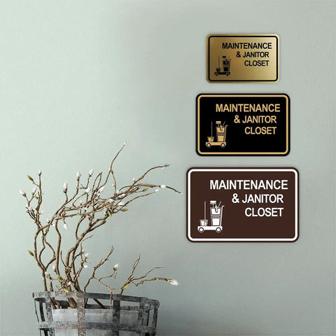 Classic Framed Maintenance And Janitor Closet Sign Black For Office Use Durable Plastic Construction with other color options