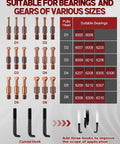 Clatoon 21-in-1 bearing puller kit with curved hooks, red steel collet, and six copper-tone three-jaw heads (D1–D6)