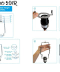 Lamp Shade Harp Holder Kit For 7 To 10 Inch Lamps With Three Eighths UNO Fitter, E14 E26 E27 Converters, assembly diagram
