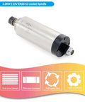 Air Cooled CNC Spindle Motor 110V 2.2KW 80mm ER20 Milling Spindle shown with specifications in colorful graphics