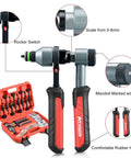 Pro Grade Rivet Nut Tool Kit With Nutsert Gun, Upgraded Rivnut Tool With 10 Metric And SAE Mandrels, 100 Rivnuts shown with case