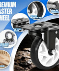 Heavy Duty 5 Inch Swivel Caster Wheel Set Of Four With Dual Locking Brakes And Bulletproof Polyurethane Treads close-up showing premium ball bearings and smooth rotation.
