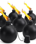 Six Pack Citronella Tabletop Torches For Outdoor Vibes, 25 Oz Metal Oil Burners With Fiberglass Wick, Weatherproof Garden Lighting.