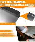 Heavy Duty Sheet Metal Hemming Tool for Roofing Panels and HVAC Ducts, close-up of metal bend and hemming process