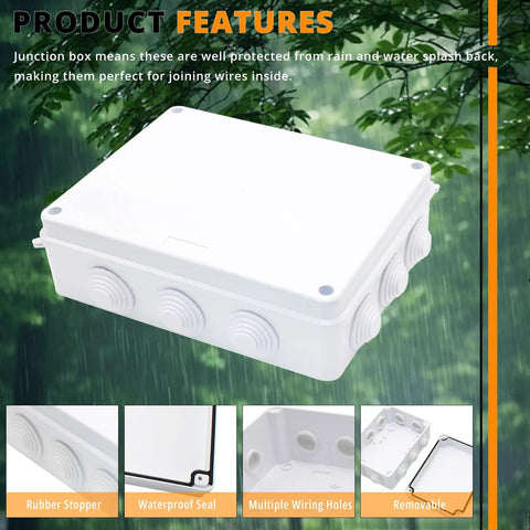 Tough As Nails Outdoor Electrical Junction Box IP65 Fully Watertight And Dustproof Abs Surface Mount Enclosure with multiple entry ports.