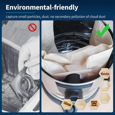 Shop Vac Replacement Bags For 10-14 Gallon Models Type F And Type I With 2-1/2 Inch Ports 5 Pack High Efficiency Display