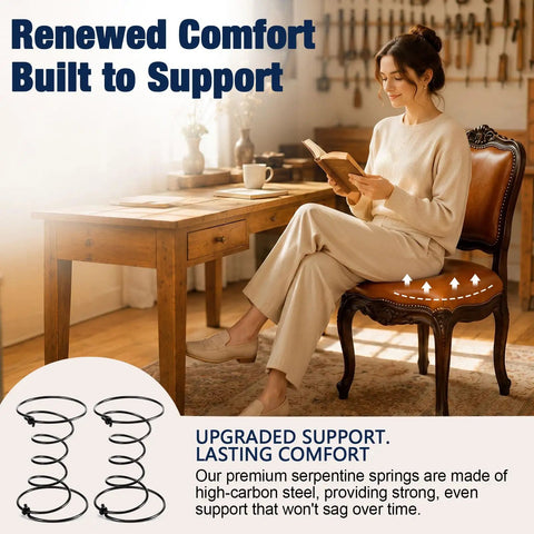 15 Piece 6 Inch Upholstery Coil Springs Set Knotted Ends Sofa Chair Couch Repair High Elastic Steel used in a supportive chair.