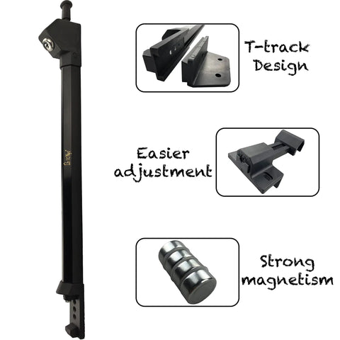 Magnetic Gate Latch Keeper With Top Pull Design 21 Inch Black Magnalatch featuring T-track design and strong magnetism.
