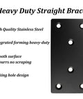 Heavy Duty Flat Mending Plates 4x2 Inch Stainless Steel Black Brackets Set of 4 With Screws for Furniture Wood Shelves and Fences