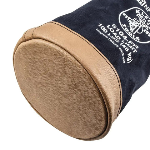 Flame-Resistant Canvas Tool Bucket, Heavy-Duty No 4 Canvas With Leather-Reinforced Handle, Double-Riveted Bottom, 100-Pound Load Rated