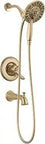 Linden 17 Series Tub And Shower Trim Kit With Four Spray In2ition Dual Handheld Shower Head And Hose Champagne Bronze Finish Valve Not Included