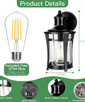Product details of Outdoor Wall Light With Motion Sensor Black Exterior Sconce 3 Modes Dusk To Dawn Anti Rust Waterproof Front Porch Fixture