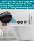 Matte Black 3 Piece Shower Knob Replacement Kit For Price Pfister And Gerber Faucets with handle flanges in bathroom.