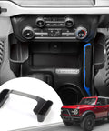 Ford Bronco Gear Shift Side Storage Box Organizer For 2021 To 2025 2 Door And 4 Door Models, matte black ABS, in console view