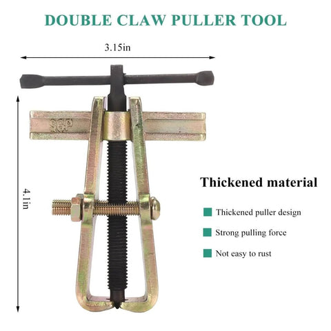 Two Jaw Gear Puller Four Inch Adjustable Gear Bearing And Pulley Removal Tool Carbon Steel Heavy Duty Flywheel Removal Device For Auto Mechanics And Home Garage Use Yellow, shown in front view