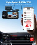 4K Three Channel Dash Cam With Front, Cabin And Rear Cameras, HDR WDR Night Vision, G Sensor, Parking Mode, GPS And WiFi