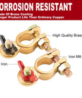 Solid Brass Battery Terminals With Color Coded Wing Nuts And Quick Release Connectors For RV Motorcycle Car Truck Boat Caravan