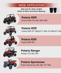 Wheel bearing greaser tool for 40mm/44mm bearings; shown with multiple Polaris RZR, Ranger and Sportsman ATVs/UTVs.