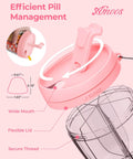 Close-up of 7 Compartment Pill Organizer For Travel With Anti Mix Design, Wide Mouth For Easy Access, BPA Free Patented Pill Container In Pink