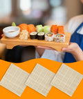 Bamboo Sushi Rolling Mat Set Of 4 Pcs For Homemade Maki Kimbap And Rolls Natural Wood Mats