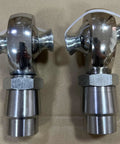 One Pair 1 1/4 Inch Heims Rod Ends With Right And Left Hand Thread Heat Treated Chromoly Alloy including round tube adapters.