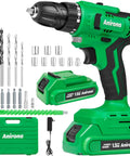 20V Cordless Drill Set with Battery and Charger, 350 In-Lb Torque, Three Eighths Inch Keyless Chuck, Dual Variable Speed, 23 Plus 1 Clutch