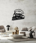Retro Steam Locomotive Wall Art For Living Room And Office, Industrial Style Decor, Dope Black 20 Inch Metal Sign, Indoor Outdoor Wall Sculpture