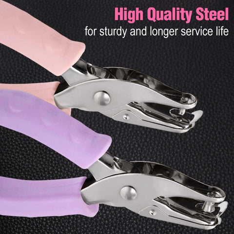 Two Pack Handheld Hole Punch Set With 1/8 Inch And 1/4 Inch Holes Includes 10 Binder Rings Heavy Duty Metal Punches for Crafts