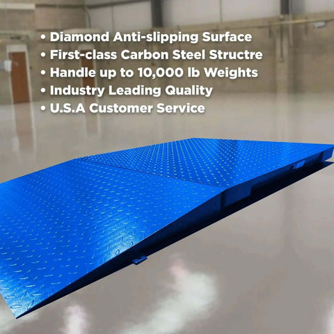 Beefy Heavy Duty Industrial Floor Scale With Carbon Steel Ramp For Pallet Weighing In Warehouse, 10,000 Lb Capacity visible