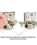 Keep Your Cabinets Chill And Slam Free With These Reliable Soft Close Hinge Clips showing correct restrictor installation detail.