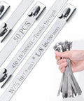 Heavy Duty 304 Stainless Steel Cable Ties 50 Pack 8 Inch Metal Zip Ties For Exhaust Auto Repair Fencing with tensile strength info