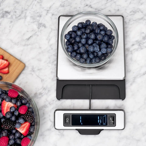 Stainless Steel Food Scale With Pull Out Display, 11 Pound Capacity, Precise One Eighth Ounce And One Gram Increments, Tare Function
