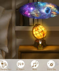 3D Wooden Globe Puzzle For Adults With Stand Illuminated Globe DIY Model Kit Built In LED Music And Starry Projector Epic STEM Gift For Adults And Teens Perfect Desk Display For Home Office Decor And A Fun Night Light That Sparks Curiosity And Travel, 24x22x35 cm