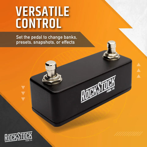 Dual Foot Switch Pedal For Guitar Effects With TRS Expansion To Extend Your Auxiliary Guitar Effects Processor Hand Wired And Built For The Road Matte Black Gig Ready Gear showing versatile control