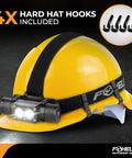 Ultra Bright Rechargeable Headlamp With 1200 Lumen LED IPX7 Waterproof 18650 Battery Included Five Light Modes And Memory Function on yellow hard hat with hooks