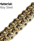 Close-up of 428H Motorcycle Chain 120 Links Non O Ring With Connecting Master Link And Chain Breaker Heavy Duty Drive Chain, alloy steel material