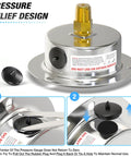 Pressure relief design of MEANLIN MEASURE 0~5000Psi Liquid Filled Pressure Gauge Front Flange Panel Mount with rubber plug detail.