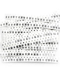 Front view of white carrier tape with multiple 1206 SMD resistors on perforated strips