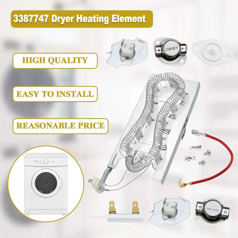 Dryer Heating Element Kit Compatible With Whirlpool Cabrio Kenmore He2 He3 Maytag Dryers Replacement NiCr Coil with parts