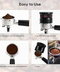 Espresso WDT Tool With 22 Needles For 58mm Portafilters in use, demonstrating stirring and distribution for even coffee extraction