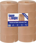 Level Up Your Shipping Heavy Duty Kraft Packing Tape 3 Inches Wide By 450 Feet Long Reinforced Water Activated Gummed Roll stacked in 10 pack
